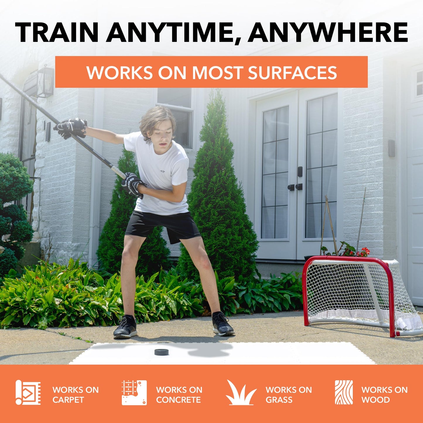 ACE HOCKEY OFF-ICE TRAINING TILES – 20 SQ. FT PRACTICE FLOORING FOR STICKHANDLING & SHOOTING 9-PACK