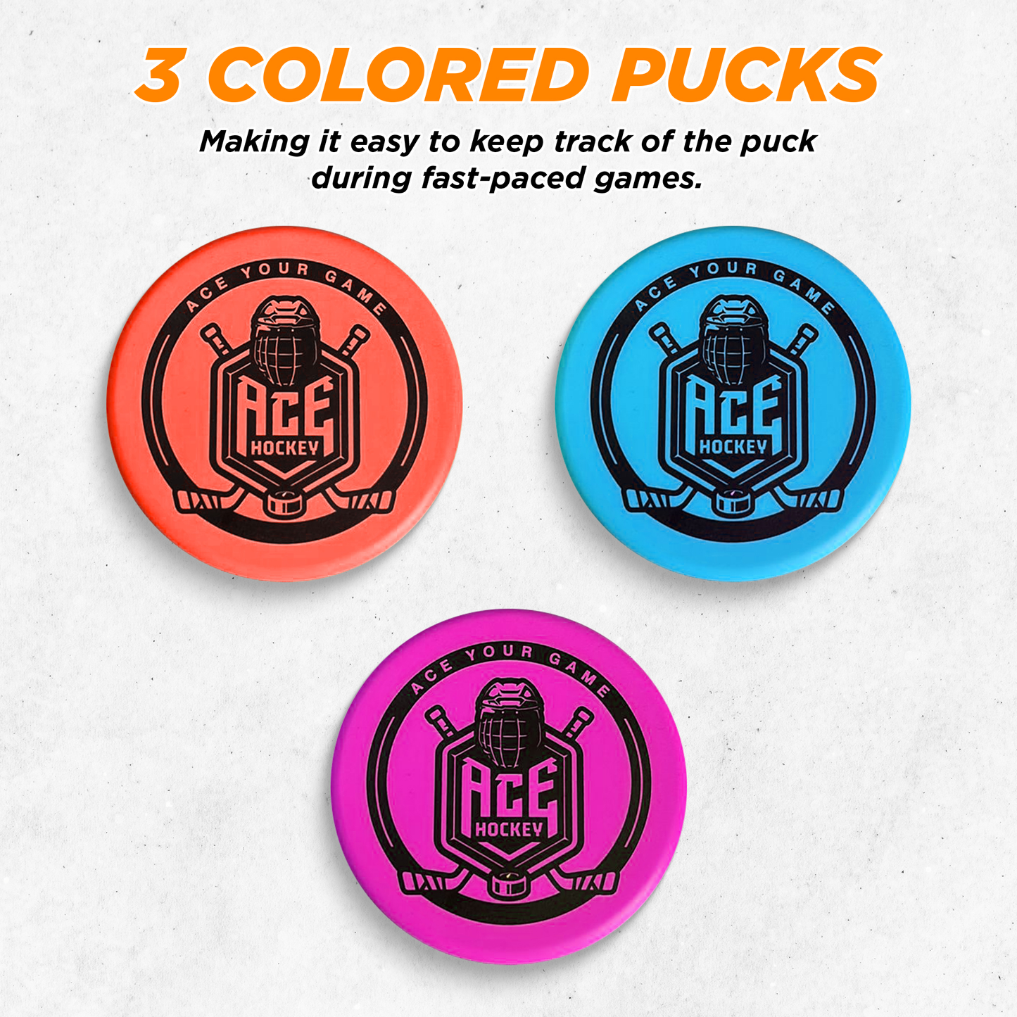 ACE HOCKEY FOAM HOCKEY PUCKS - 3 FOAM PUCKS FOR KNEE AND FLOOR HOCKEY - BERRY COlORS