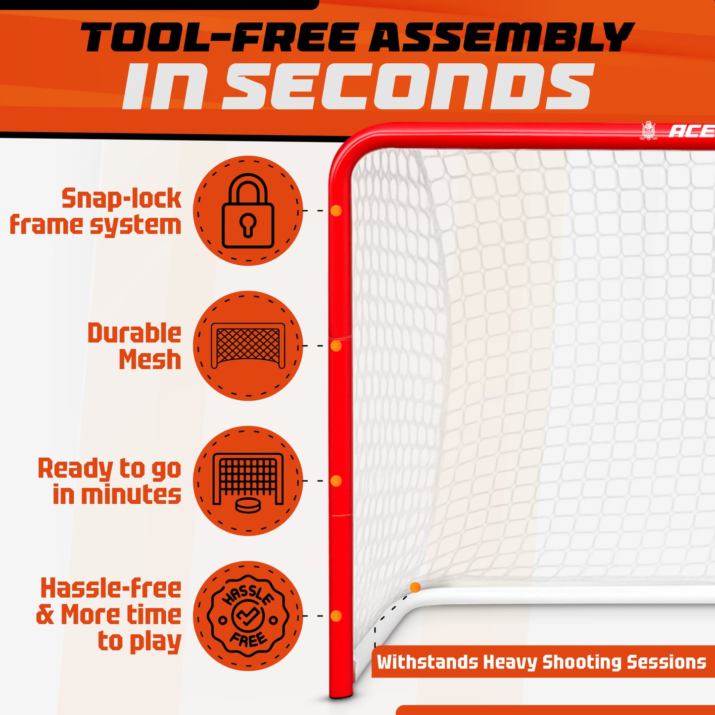 ACE HOCKEY - METAL HOCKEY GOAL 28"