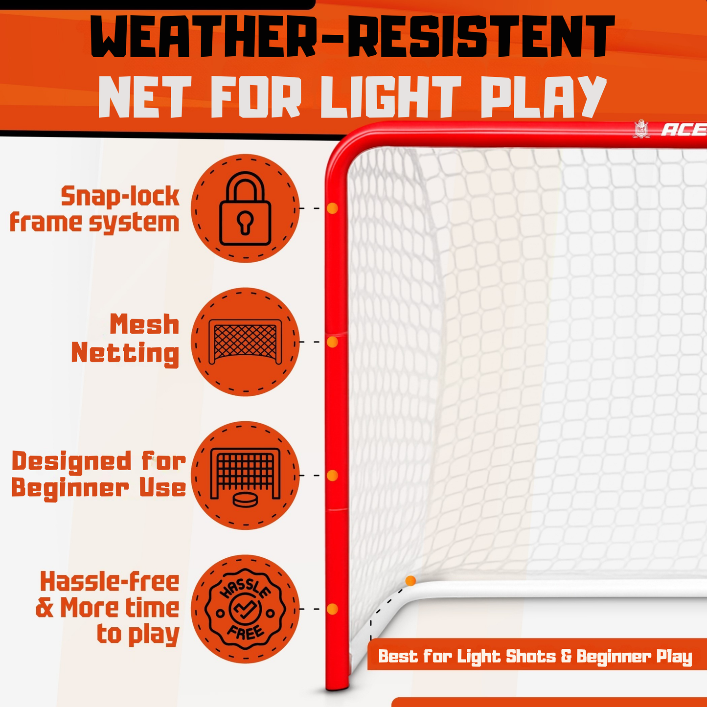 ACE HOCKEY - METAL HOCKEY GOAL 28"
