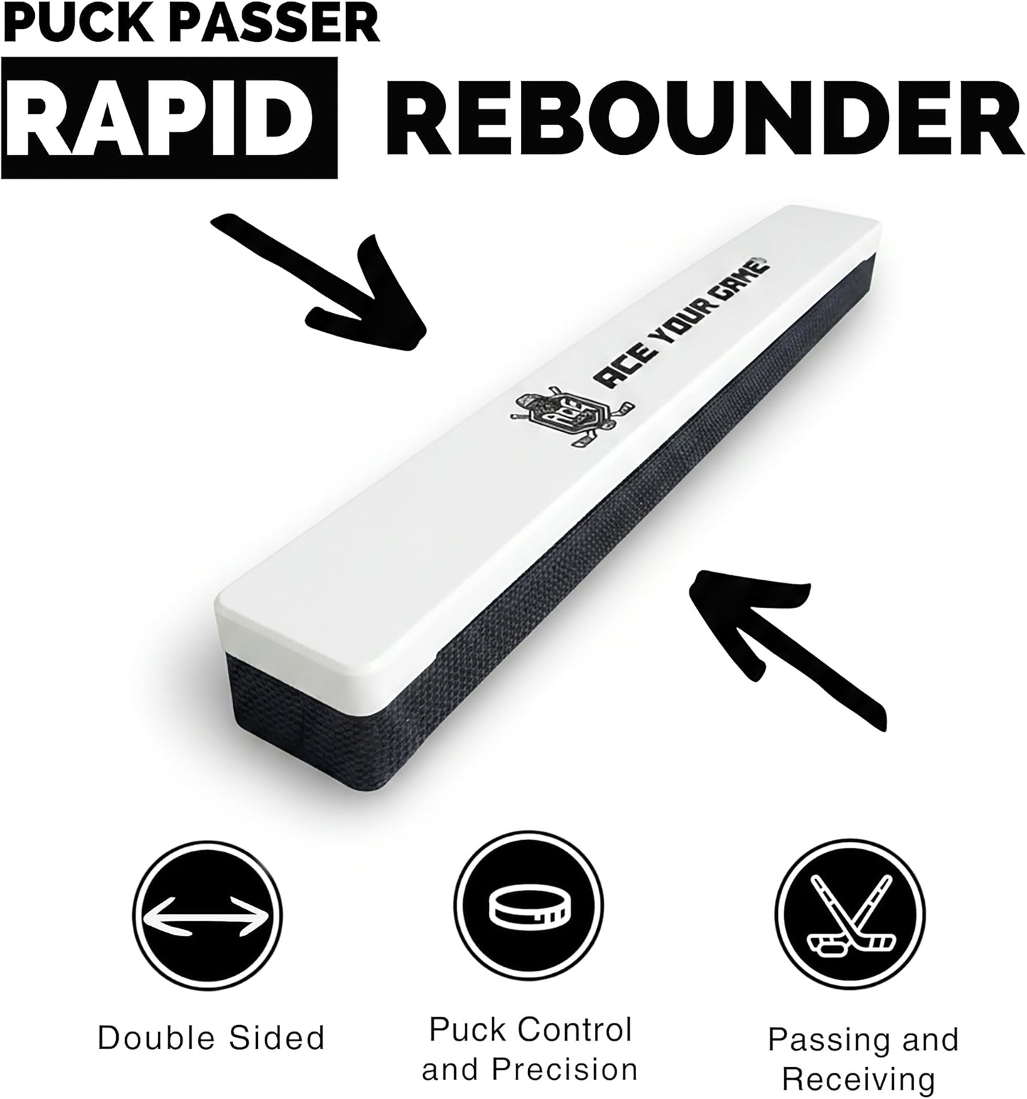 ACE HOCKEY RAPID REBOUNDER - 24" Double-Sided Puck Passer for Passing and Shooting One Timers