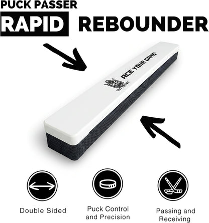 ACE HOCKEY RAPID REBOUNDER - 24" Double-Sided Puck Passer for Passing and Shooting One Timers