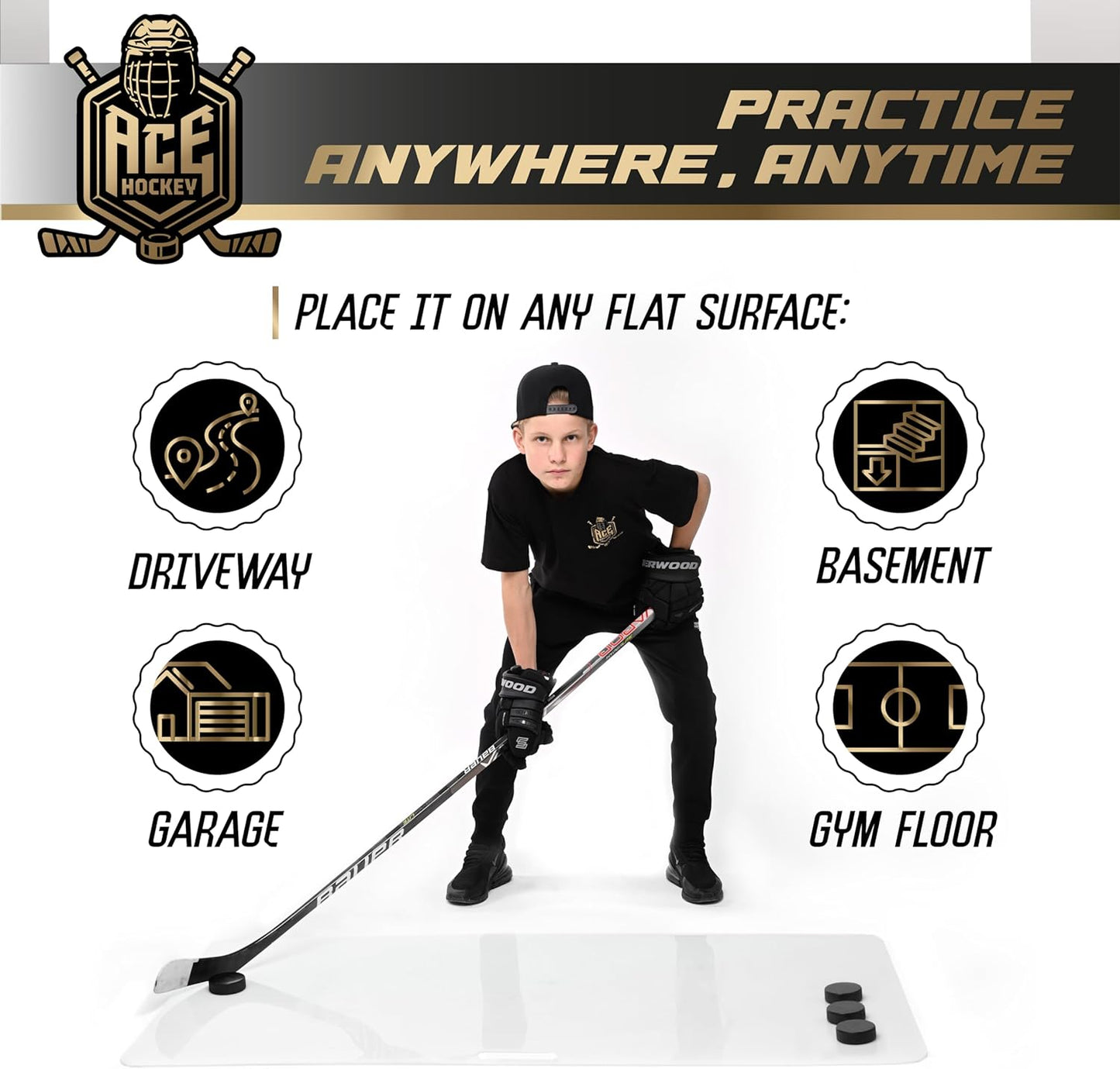 ACE HOCKEY SHOOTING PAD 24” x 48” - SYNTHETIC ICE MAT 8 SQFT