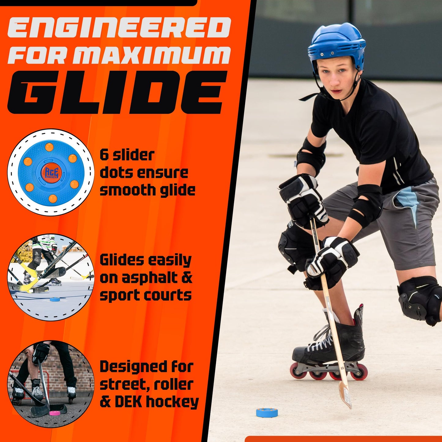 ACE HOCKEY ROLLER HOCKEY PUCKS – 3-PACK REGULATION SIZE – BRIGHT BERRY COLORS