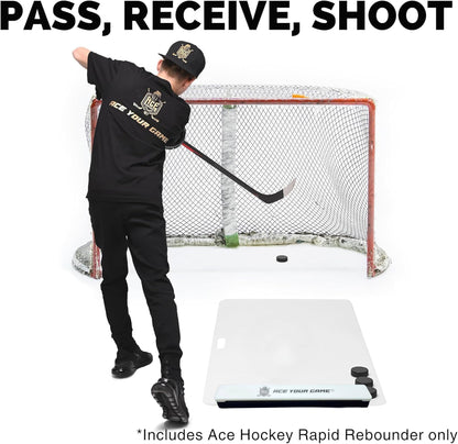 ACE HOCKEY RAPID REBOUNDER - 24" Double-Sided Puck Passer for Passing and Shooting One Timers