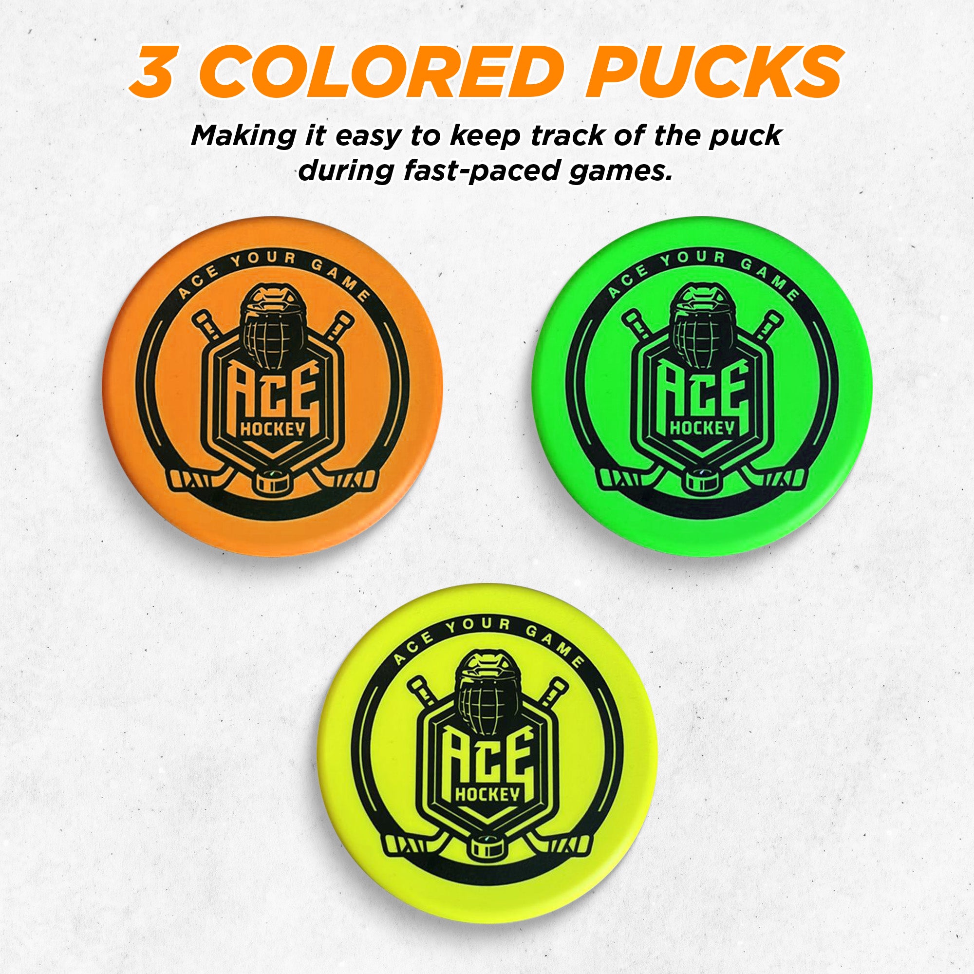 ACE HOCKEY FOAM HOCKEY PUCKS - 3 FOAM PUCKS FOR KNEE AND FLOOR HOCKEY