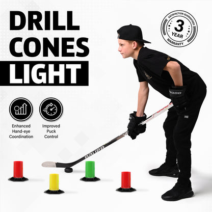 ACE HOCKEY DRILL CONES (6) - LIGHTWEIGHT STICKHANDLING TRAINER