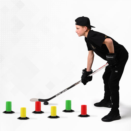 ACE HOCKEY DRILL CONES (6) - LIGHTWEIGHT STICKHANDLING TRAINER