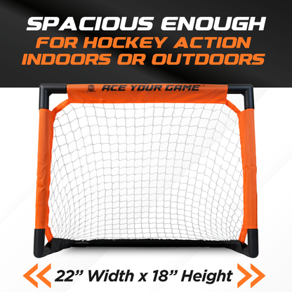 ACE HOCKEY SHINNY SET - 2 PLAYERS - 1 GOAL, 2 STICKS & 4 FOAM BALLS INCLUDED