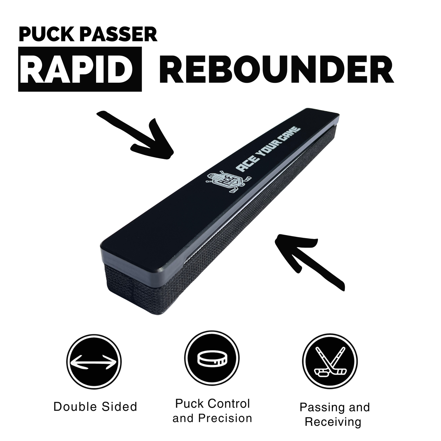 ACE HOCKEY RAPID REBOUNDER - 24" Double-Sided Puck Passer for Passing and Shooting One Timers