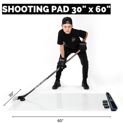 ACE HOCKEY SHOOTING PAD 30" x 60" WITH RAPID REBOUNDER - 12.5 sqft Shoot Pad with Double Sided Passer for One Timers