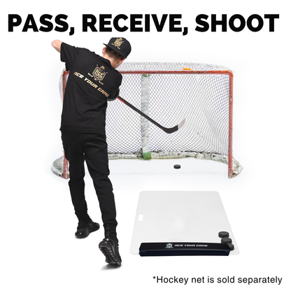 ACE HOCKEY SHOOTING PAD 30" x 60" WITH RAPID REBOUNDER - 12.5 sqft Shoot Pad with Double Sided Passer for One Timers