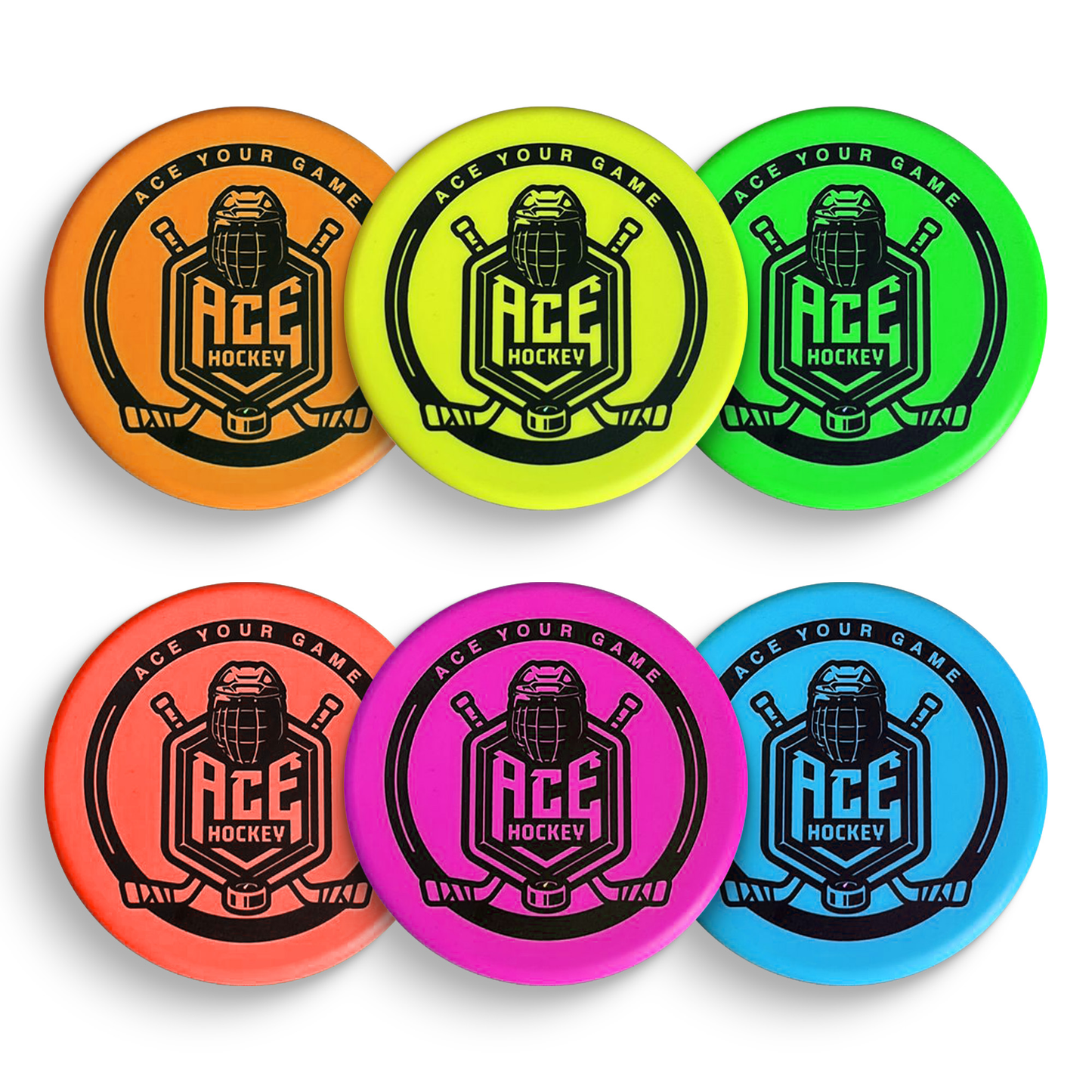 ACE HOCKEY FOAM HOCKEY PUCKS - 6 FOAM PUCKS FOR KNEE AND FLOOR HOCKEY
