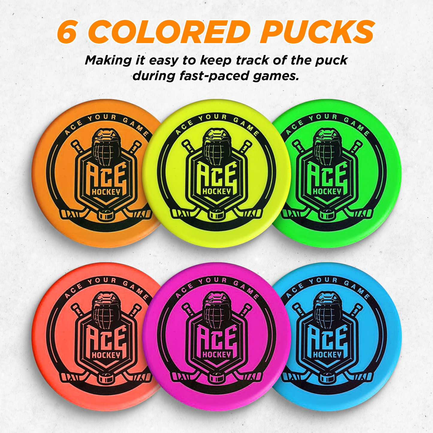 ACE HOCKEY FOAM HOCKEY PUCKS - 6 FOAM PUCKS FOR KNEE AND FLOOR HOCKEY