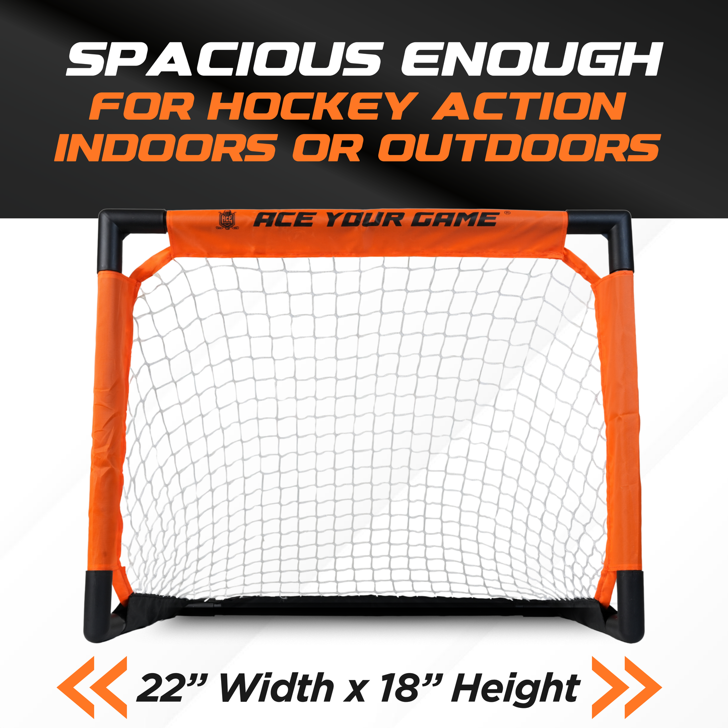 ACE HOCKEY SHINNY SET - 4 PLAYERS - 2 GOALS, 4 STICKS & 6 FOAM BALLS INCLUDED