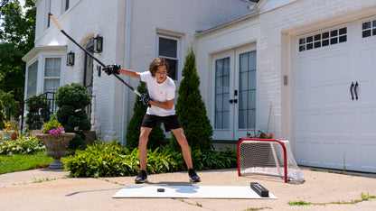 ACE HOCKEY SHOOTING PAD 30" x 60" WITH RAPID REBOUNDER - 12.5 sqft Shoot Pad with Double Sided Passer for One Timers